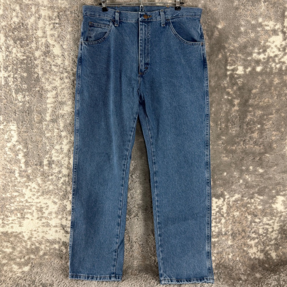 New Rustler Size 36 x 30 Regular Fit Straight Leg Denim Jeans Blue Men